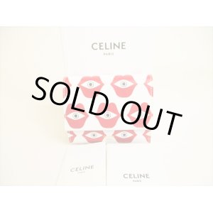 Photo: CELINE White Red Leather Small Trifold Wallet Compact Wallet #9133