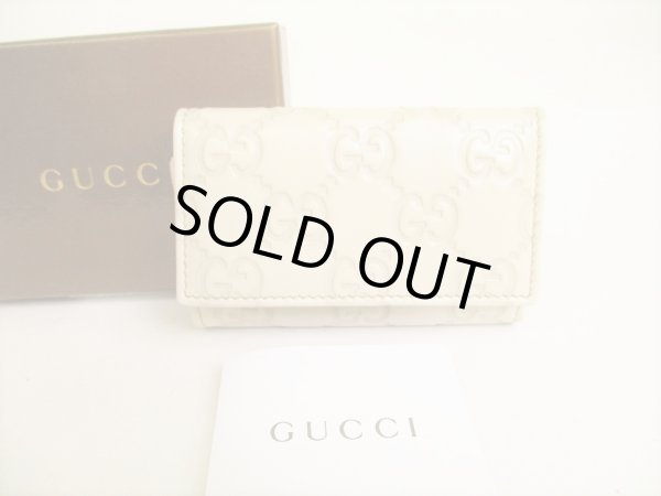 Photo1: GUCCI Guccissima Perl White Leather Gold H/W 6 Pics Key Cases #9136