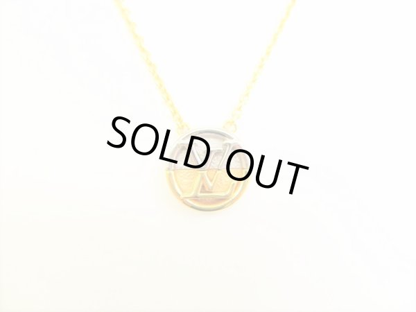 Photo1: LOUIS VUITTON Gold Silver LV Circle Medallion L TO V Necklace #9147