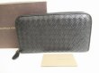 Photo1: BOTTEGA VENETA Intrecciato Black Leather Round Zip Wallet Purse #9151