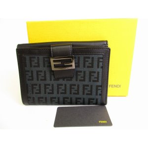 Photo: FENDI Black Zucch Canvas Leather Bifold Wallet Compact Wallet #9162