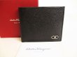 Photo1: Salvatore Ferragamo Gancini Black Leather Bifold Wallet #9164