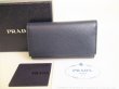 Photo1: PRADA Navy Blue Saffiano Leather 6 Pics Key Cases #9168