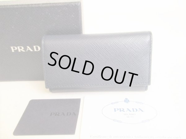 Photo1: PRADA Navy Blue Saffiano Leather 6 Pics Key Cases #9168