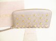 Photo1: Jimmy Choo Gold Metal Stars Gray Leather Round Zip Wallet FILIPA #9174