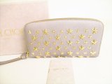 Photo: Jimmy Choo Gold Metal Stars Gray Leather Round Zip Wallet FILIPA #9174