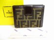 Photo1: FENDI Zucch Canvas Dark Brown Leather Bifold Wallet Compact Wallet #9179