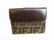 Photo2: FENDI Zucch Canvas Dark Brown Leather Bifold Wallet Compact Wallet #9179