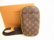 Photo1: LOUIS VUITTON Monogram Brown Leather Waist Pack Belt Bag Gange #9180