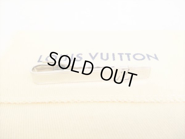 Photo1: LOUIS VUITTON Silver Steel LV Motif Necktie Pin Tie Clip #9181