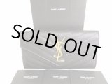 Photo: Saint Laurent Paris Gold YSL Motif Black Leather Long Flap Wallet #9185