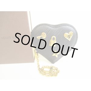 Photo: LOUIS VUITTON Epi Lovelock Black Leather Heart Motif Coin Purse #9188