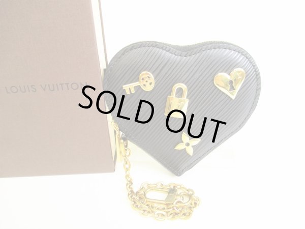 Photo1: LOUIS VUITTON Epi Lovelock Black Leather Heart Motif Coin Purse #9188