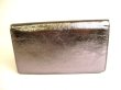 Photo2: CHANEL CC Metallic Silver Leather Ribbon Motif Flap Long Wallet #9193