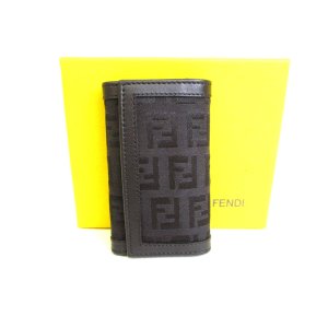 Photo: FENDI Zucca Black Canvas Leather 6pics Key Cases #9207