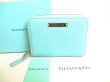 Photo1: Tiffany & Co. Blue Leather Round Zip Coin Purse #9208