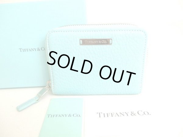 Photo1: Tiffany & Co. Blue Leather Round Zip Coin Purse #9208