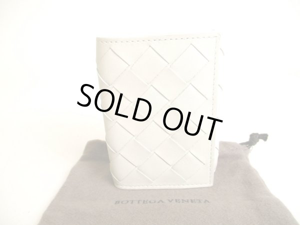 Photo1: BOTTEGA VENETA Pearl White Leather Trifold Wallet Compact Wallet #9235