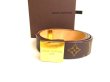 Photo1: LOUIS VUITTON Monogram Brown Gold Buckle Belt Waist Size 74-87cm #9242