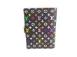 Photo2: LOUIS VUITTON Multicolor Black Leather Small Ring Agenda Cover #9252