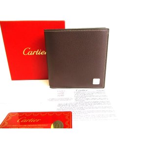 Photo: Cartier C de Cartier Dark Brown Leather Bifold Wallet Purse #9253