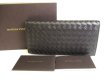 Photo1: BOTTEGA VENETA Intrecciato Black Leather Bifold Flap Long Wallet #9254