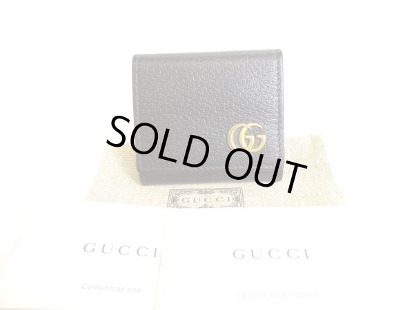 Photo1: GUCCI GG Marmont Black Leather Coin Purse #9261