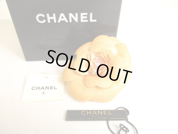 Photo1: CHANEL Camelia Beige orange Canvas Corsage Brooch #9269