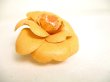 Photo4: CHANEL Camelia Beige orange Canvas Corsage Brooch #9269