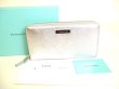 Photo1: Tiffany & Co. Logo Plate Silver Leather Round Long Wallet #9277