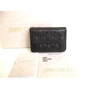 Photo: Jimmy Choo Embossed Stars Black Leather Trifold Wallet Compact Wallet #9278