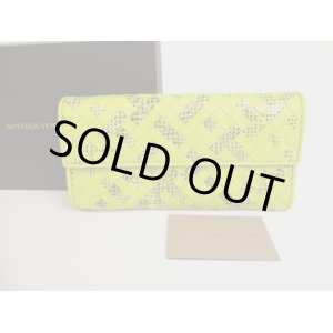 Photo: BOTTEGA VENETA Intrecciato Dark Yellow Leather Bifold Long Flap Wallet #9280