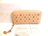 Photo: Jimmy Choo Metal Stars Bullet Pink Leather Round Zip Wallet FILIPA #9283