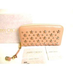 Photo: Jimmy Choo Metal Stars Bullet Pink Leather Round Zip Wallet FILIPA #9283