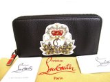 Photo: Christian Louboutin Panettone Black Leather Round Zip Wallet #9284