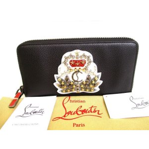 Photo: Christian Louboutin Panettone Black Leather Round Zip Wallet #9284