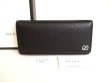 Photo1: GUCCI GG Metal Black Leather Bifold Long Flap Wallet #9286