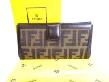 Photo: FENDI Zucca Canvas Brown Leather Bifold Long Wallet Flap Wallet #9296