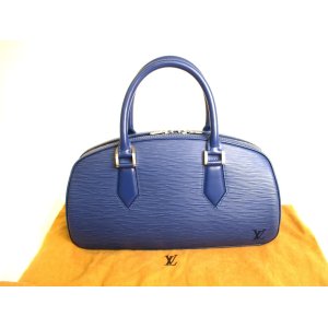 Photo: LOUIS VUITTON Epi Blue Leather Silver H/W Hand Bag Purse Jasmine #9297