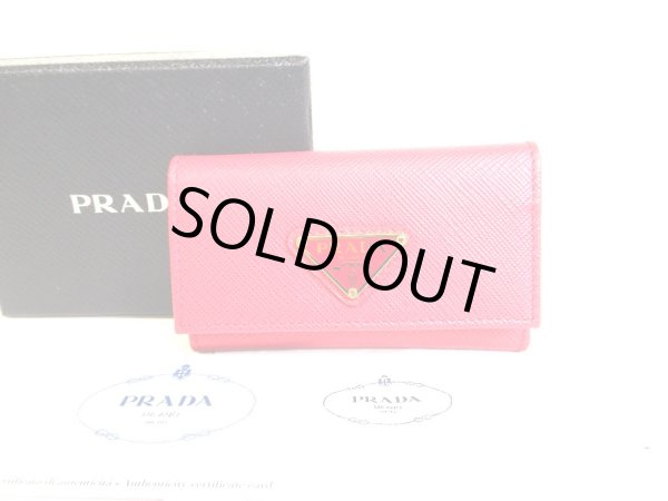 Photo1: PRADA Peonia Saffiano Leather 6 Pics Key Cases #9300