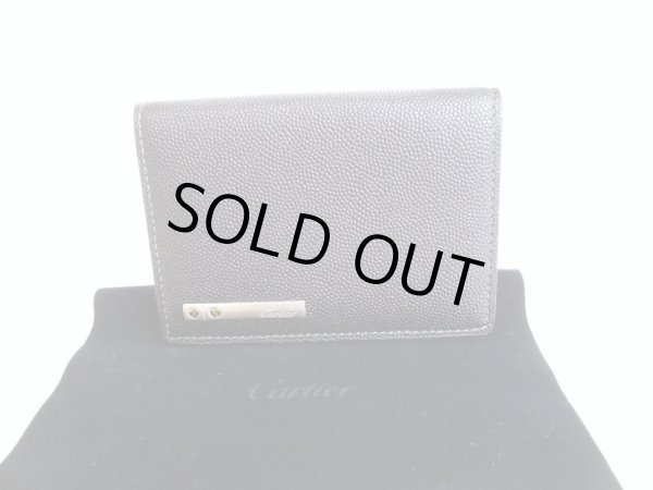 Photo1: Cartier Santos de Cartier Black Leather Business Credit Card Cases #9303