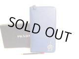 Photo: PRADA Navy Blue Saffiano Leather Porter Motif Round Zip Long Wallet #9324