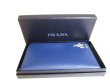 Photo11: PRADA Navy Blue Saffiano Leather Porter Motif Round Zip Long Wallet #9324