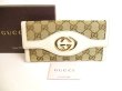 Photo1: GUCCI GG Brown Canvas White Leather Soho Long Wallet #9335