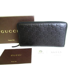 Photo: GUCCI Guccishima Black Leather Round Zip Long Wallet #9338