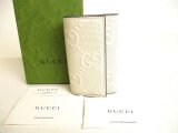 Photo: GUCCI GG embossed White Leather 6 Pics Key Case #9364