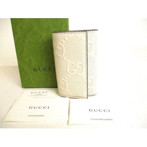 Photo: GUCCI GG embossed White Leather 6 Pics Key Case #9364