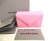 Photo1: BALENCIAGA Pink Leather Trifold Mini Wallet #9366