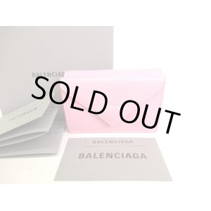 Photo: BALENCIAGA Pink Leather Trifold Mini Wallet #9366