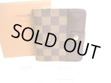 Photo: LOUIS VUITTON Damier Brown Leather Bifold Wallet Compact Zip #9373